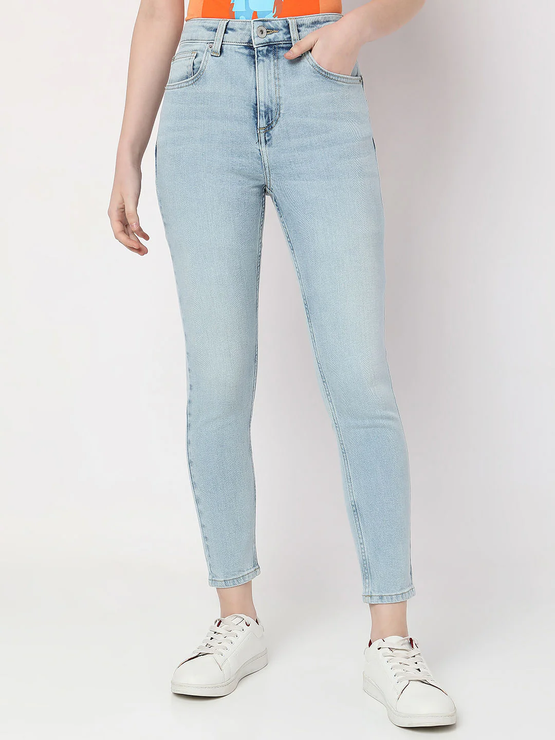 Light Blue High Rise Wendy Skinny Jeans - Image 2