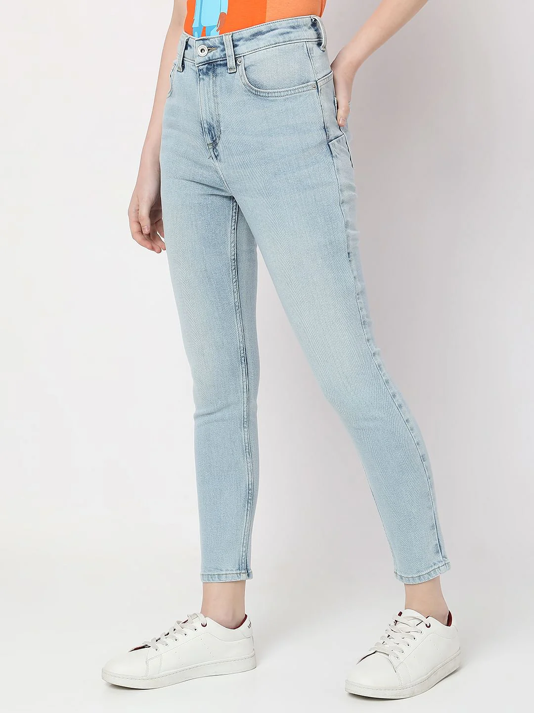 Light Blue High Rise Wendy Skinny Jeans - Image 3