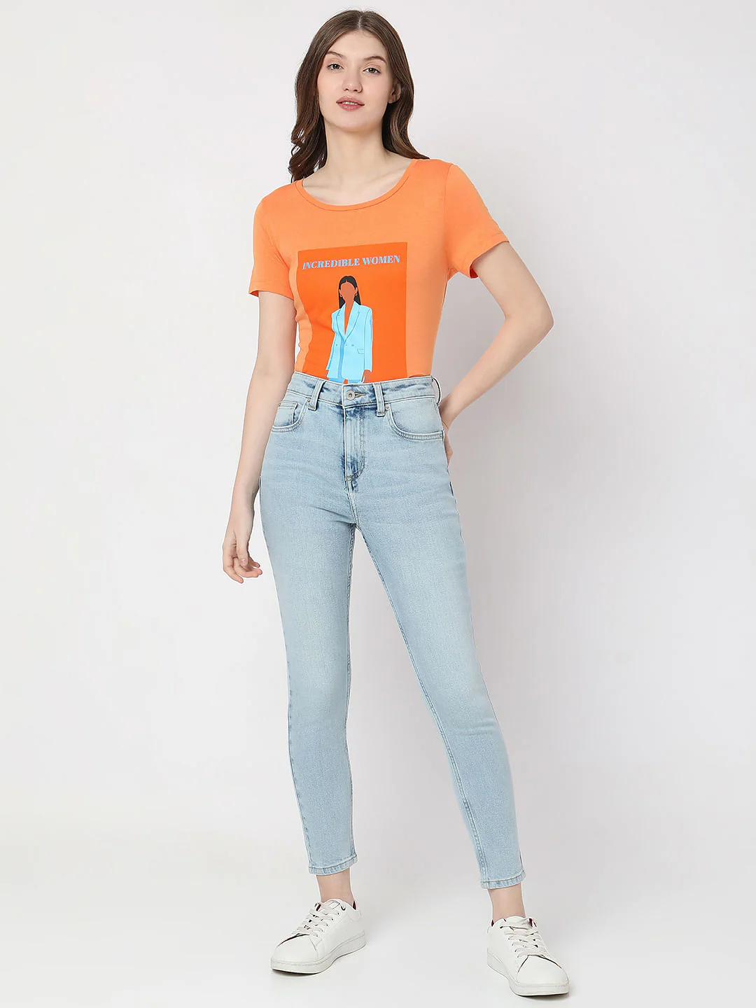 Light Blue High Rise Wendy Skinny Jeans - Image 6