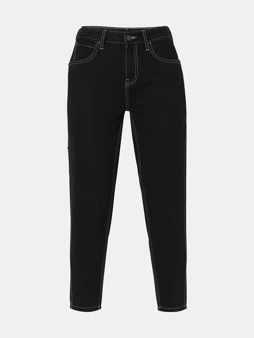 Black Mid Rise Jade Straight Fit Jeans - Image 7