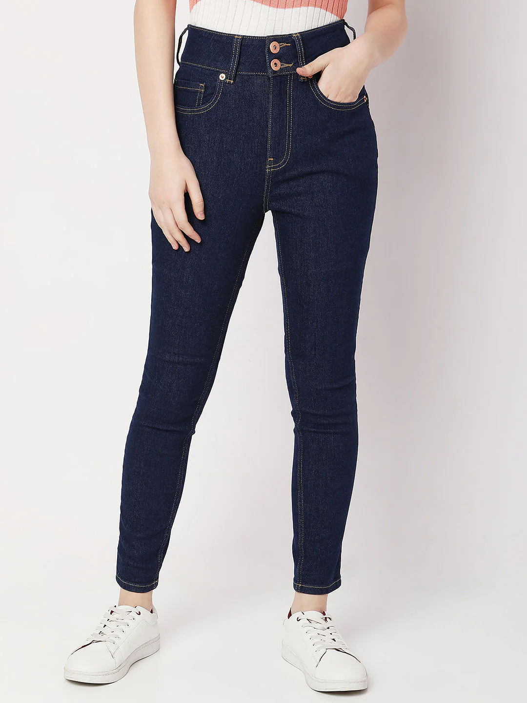 Dark Blue High Rise Pushup Wendy Skinny Jeans - Image 2