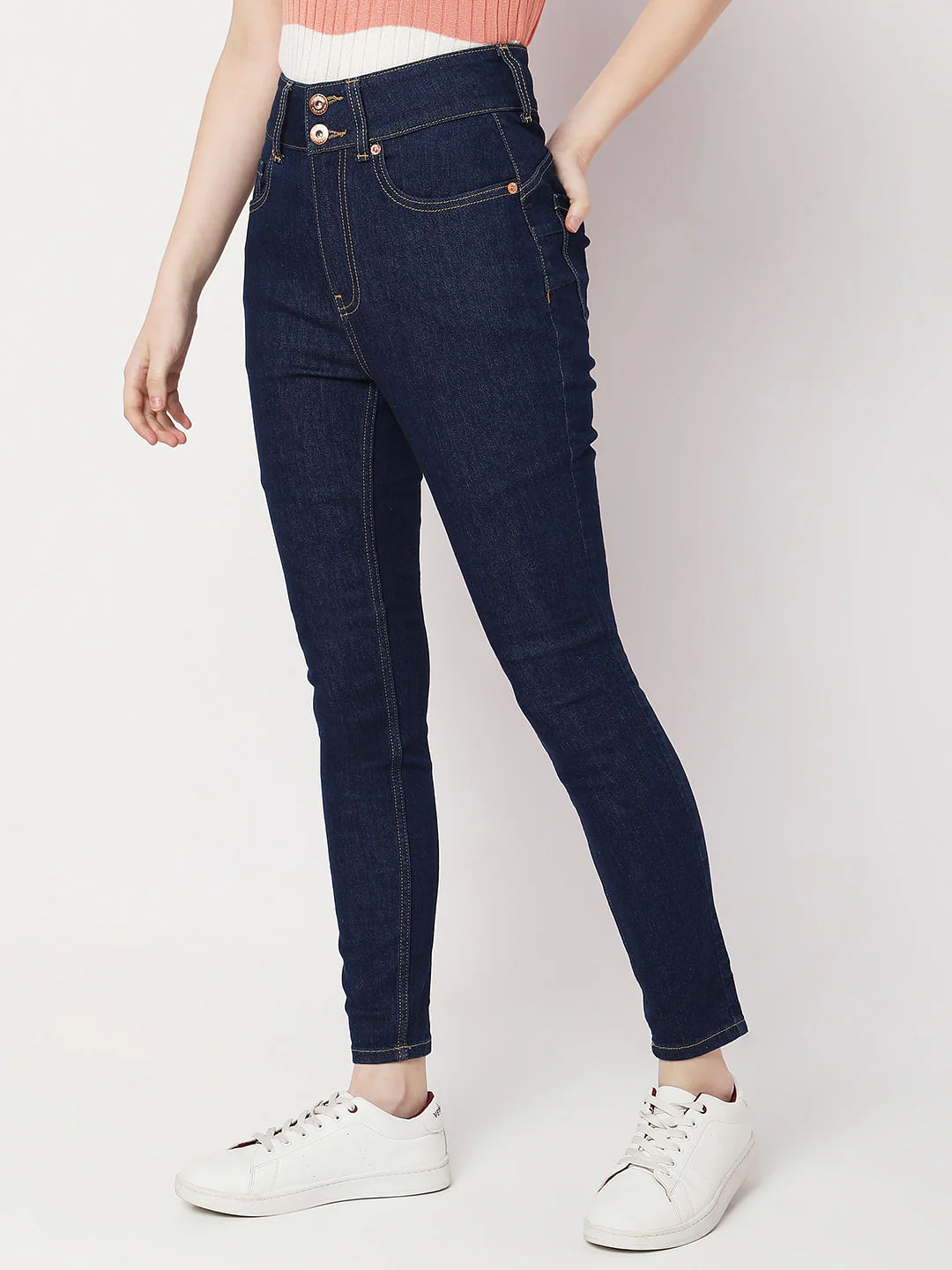 Dark Blue High Rise Pushup Wendy Skinny Jeans - Image 3