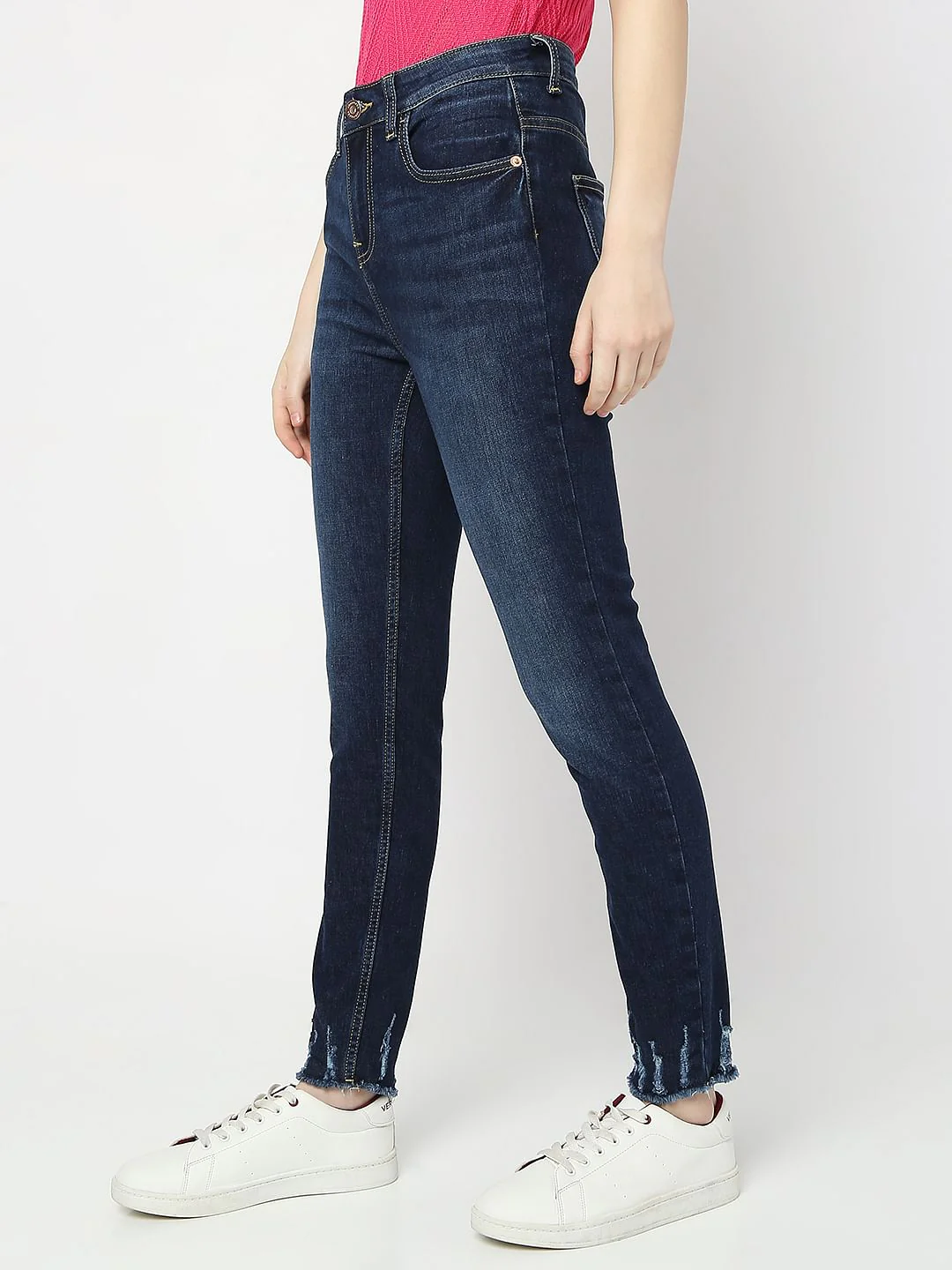 Blue High Rise Distressed Wendy Skinny Jeans - Image 3