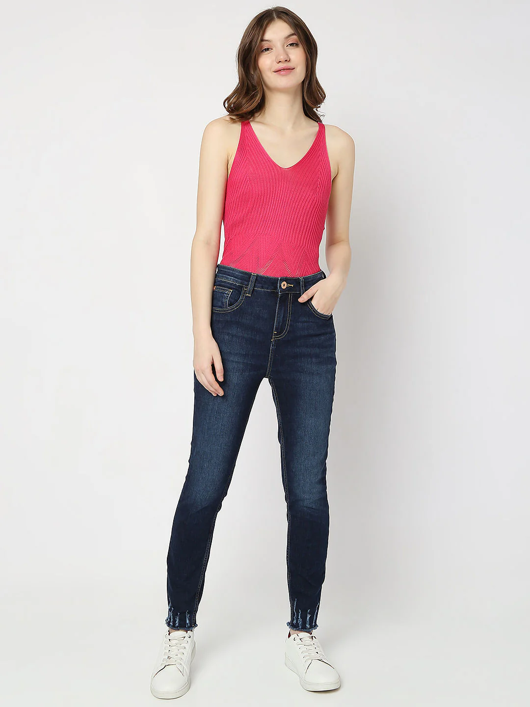 Blue High Rise Distressed Wendy Skinny Jeans - Image 6