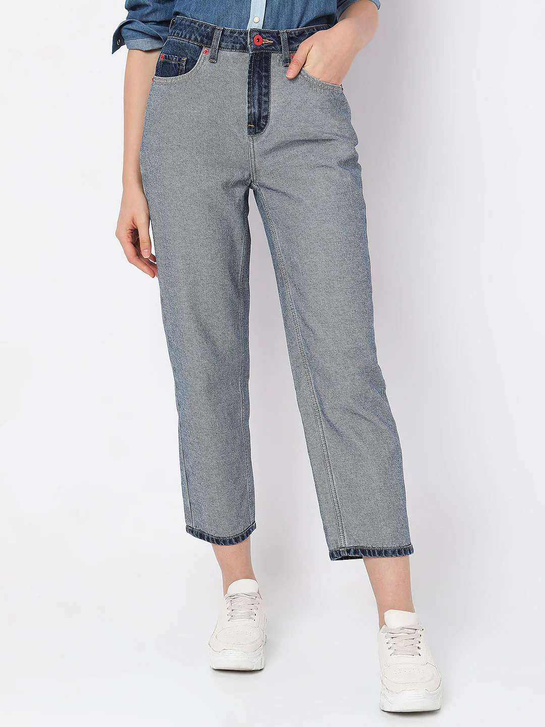 Blue High Rise Jade Straight Fit Jeans - Image 2
