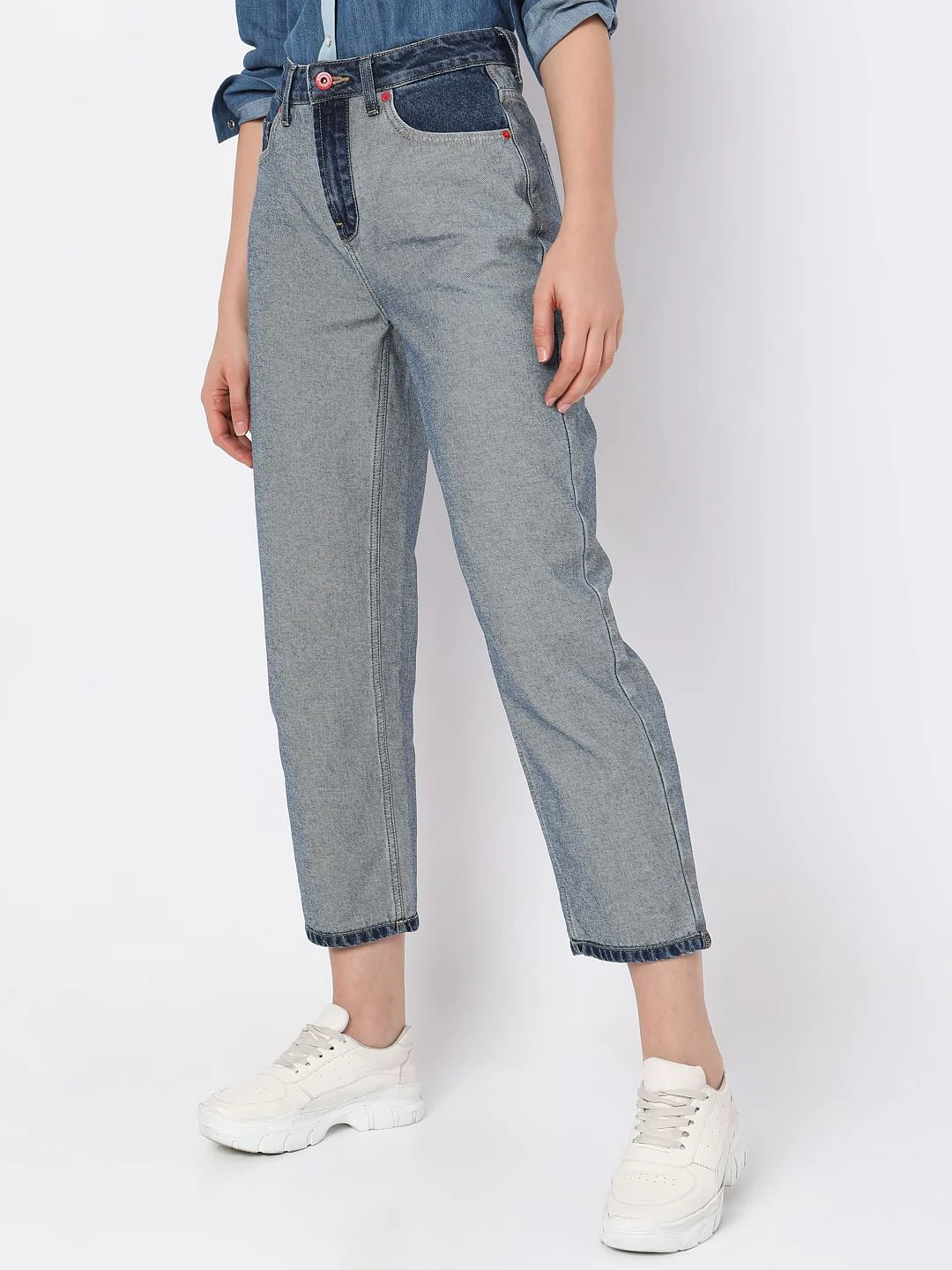 Blue High Rise Jade Straight Fit Jeans - Image 3