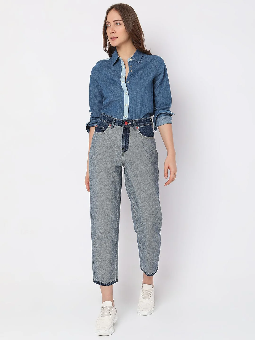 Blue High Rise Jade Straight Fit Jeans - Image 6