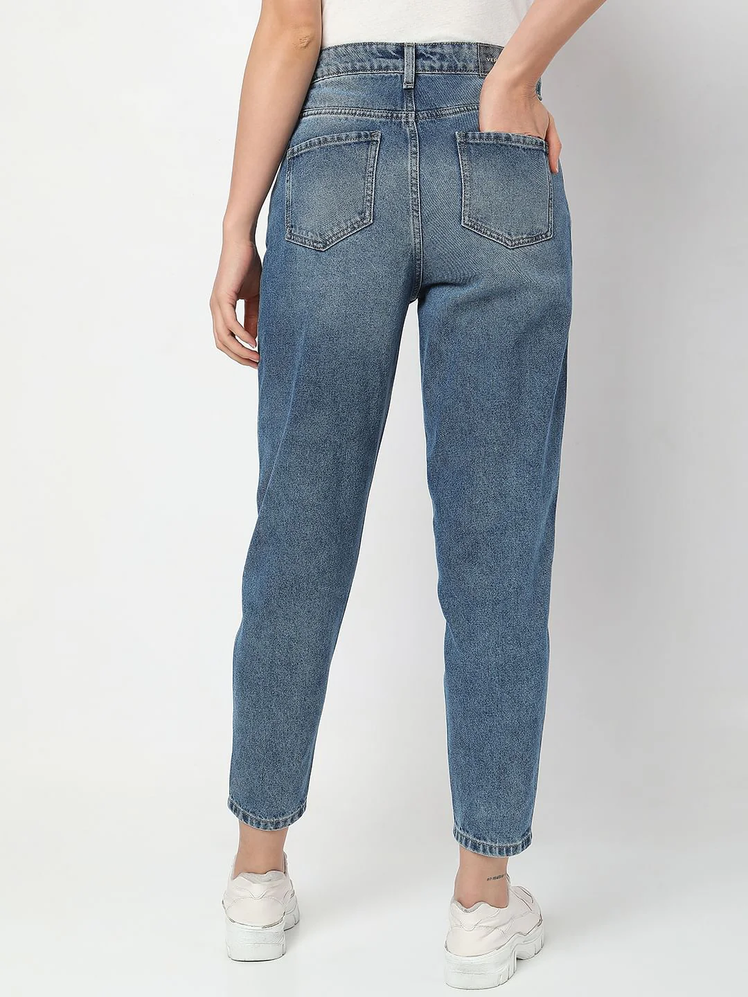 Blue High Rise Panelled Jade Straight Fit Jeans - Image 4