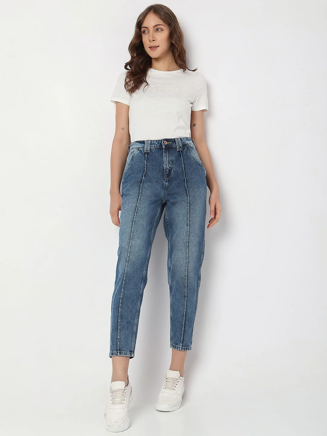 Blue High Rise Panelled Jade Straight Fit Jeans - Image 6
