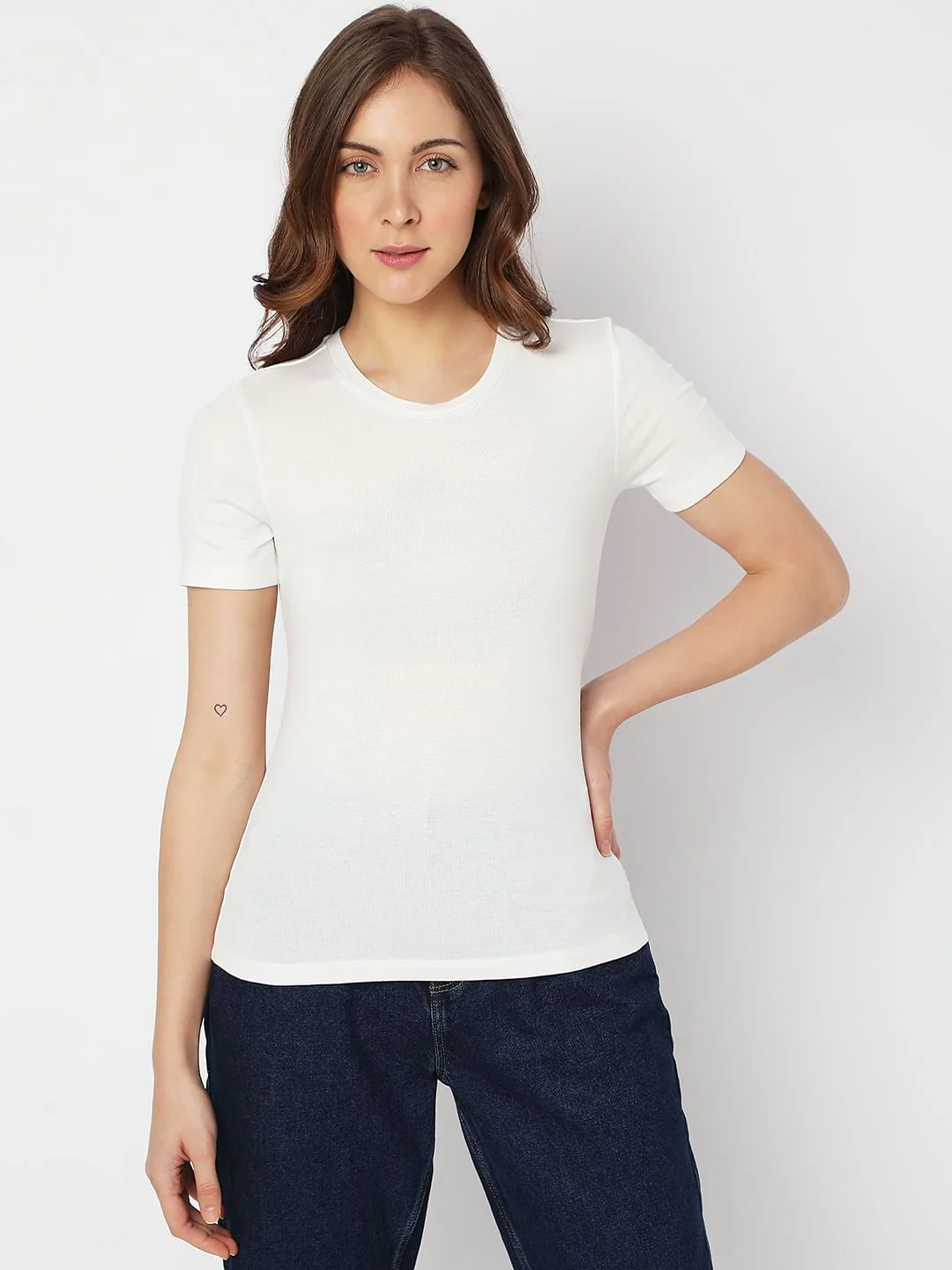 White Solid T-Shirt - Image 2