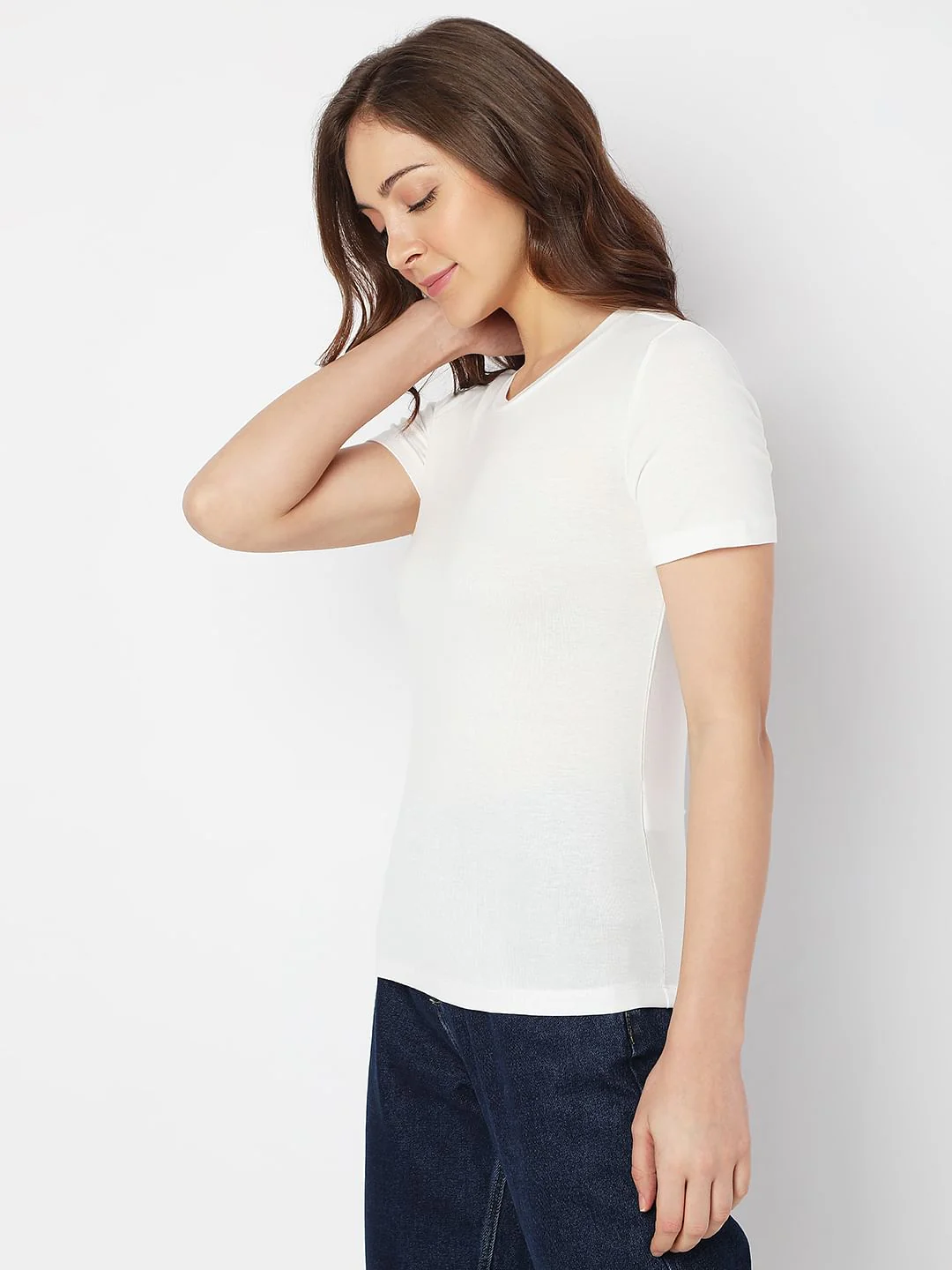 White Solid T-Shirt - Image 3