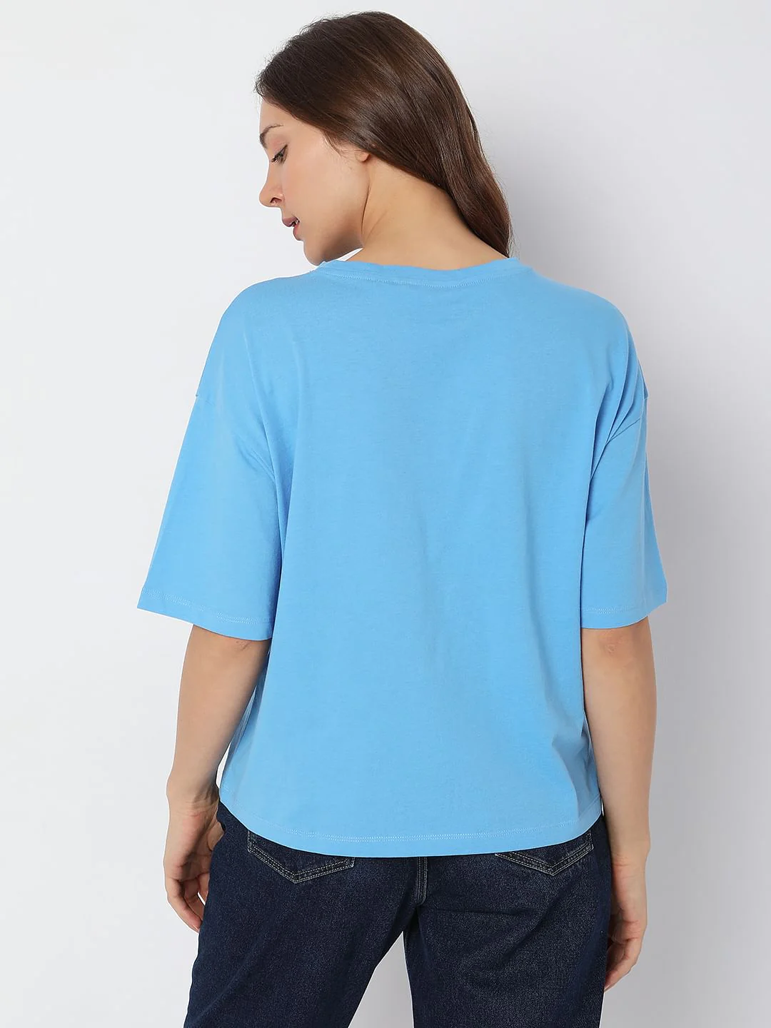 Blue Typographic Print Loose Fit T-Shirt - Image 4