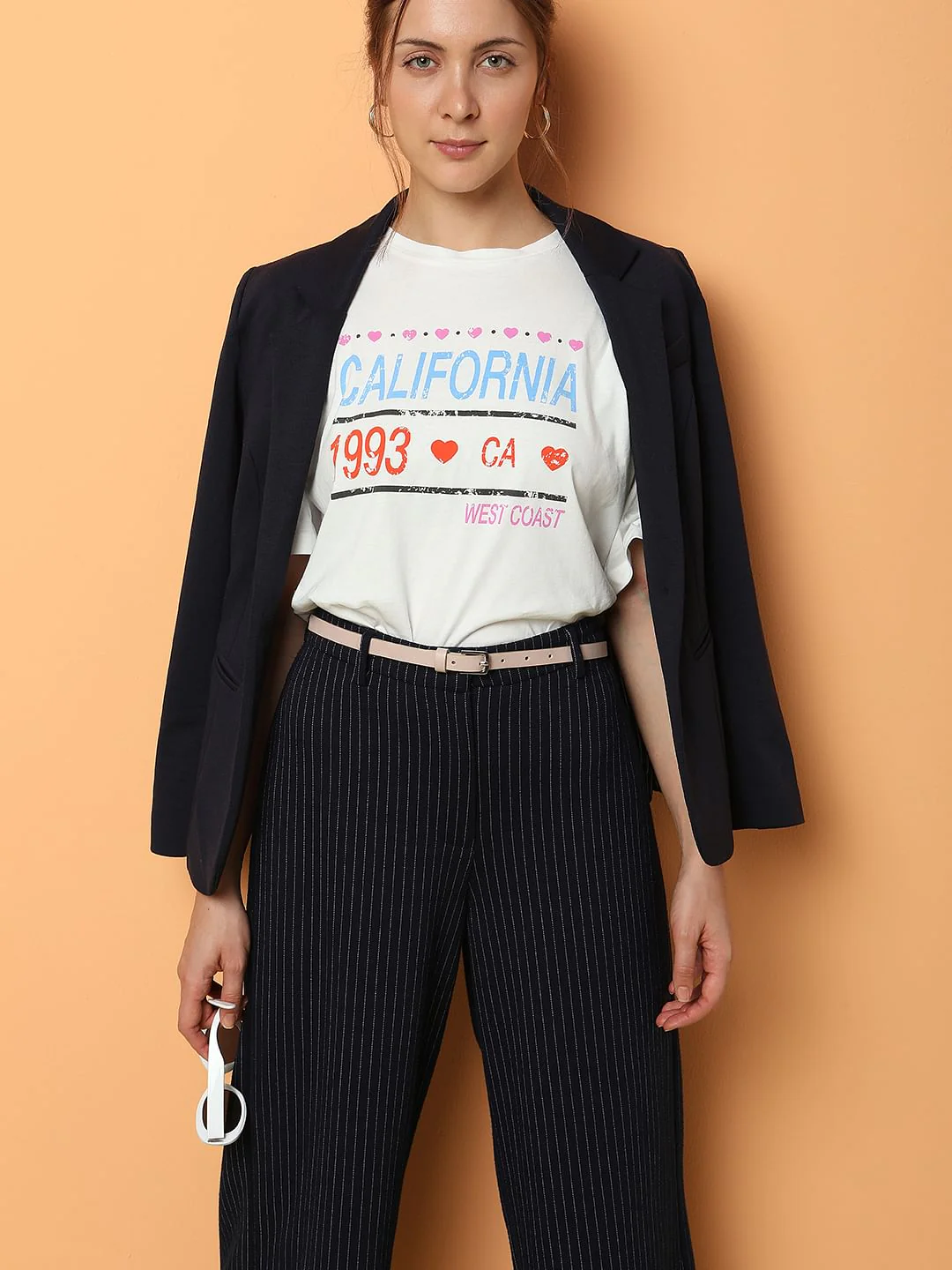 White Typographic Print Loose Fit T-Shirt