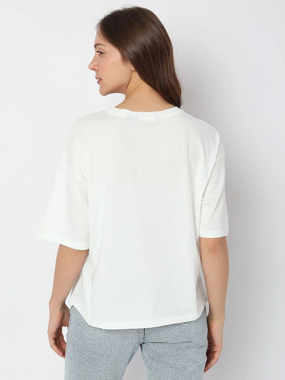 White Typographic Print Loose Fit T-Shirt - Image 4