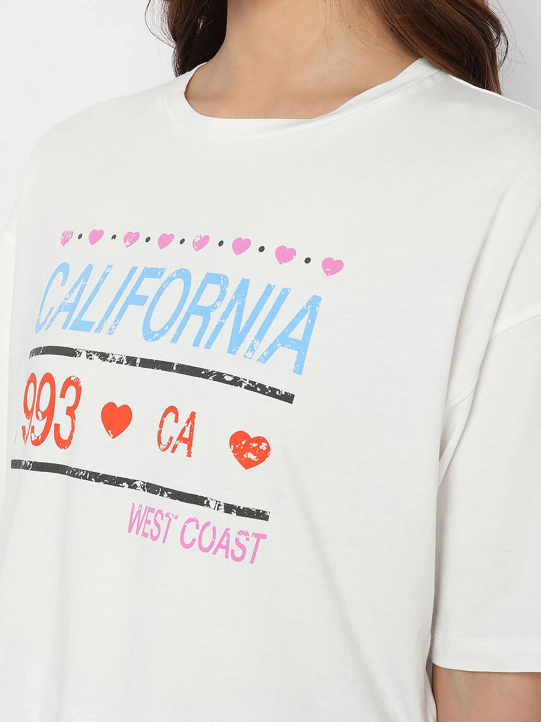 White Typographic Print Loose Fit T-Shirt - Image 8