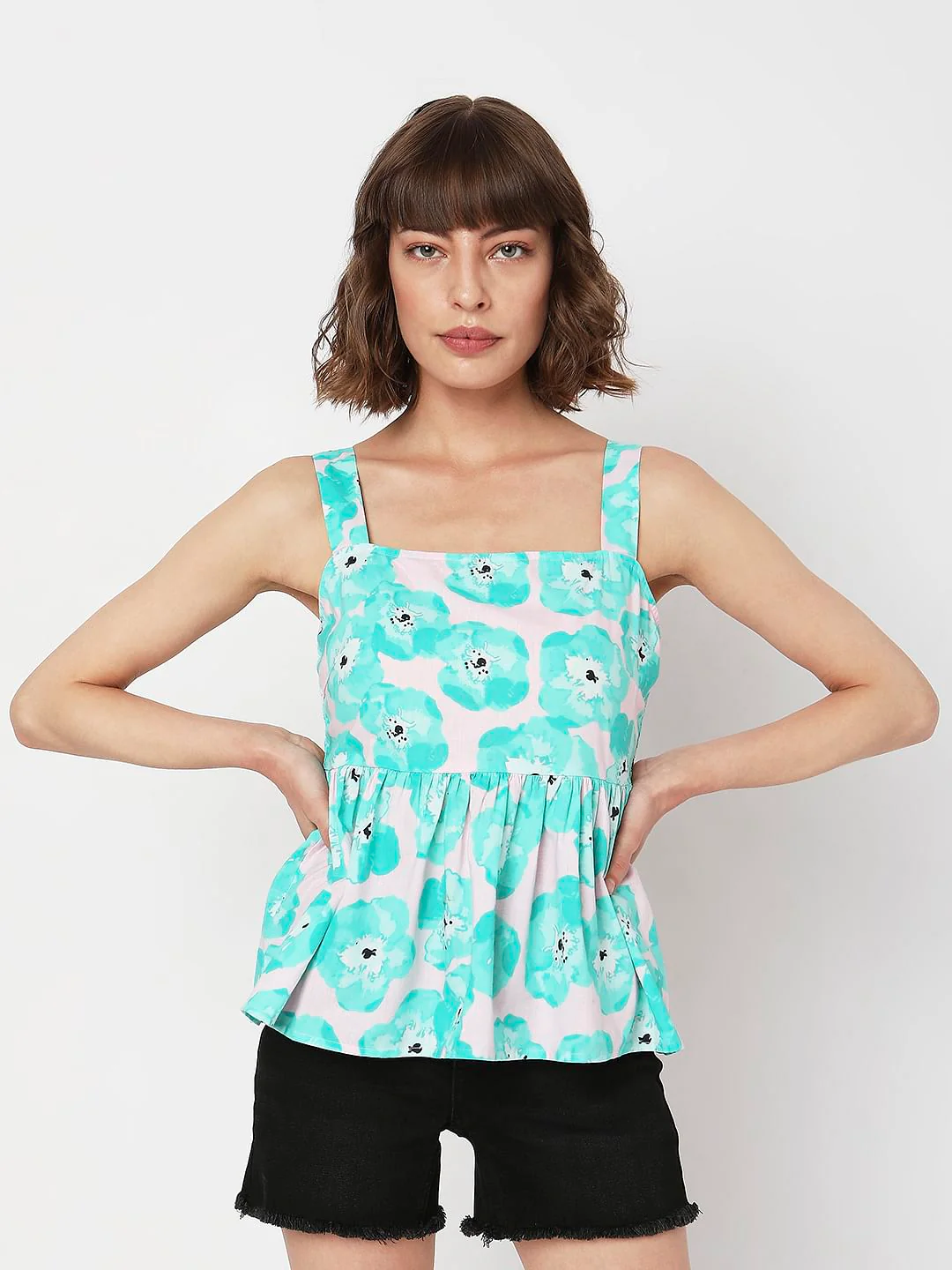 Electric Green Floral Top - Image 2