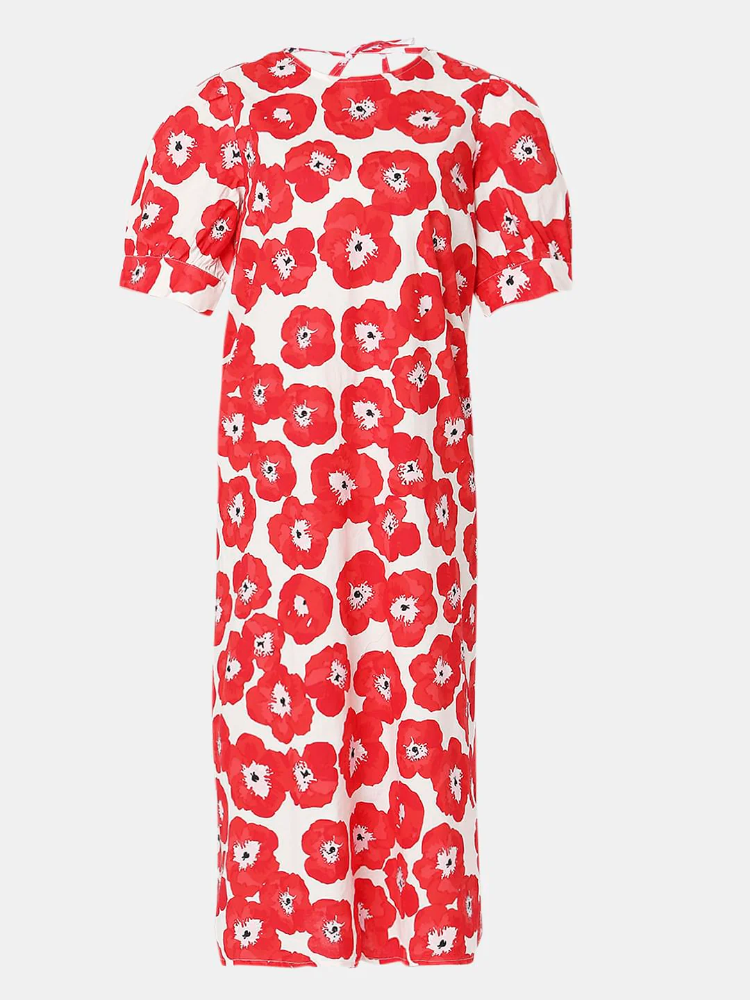 Red Floral Print Midi Dress - Image 6