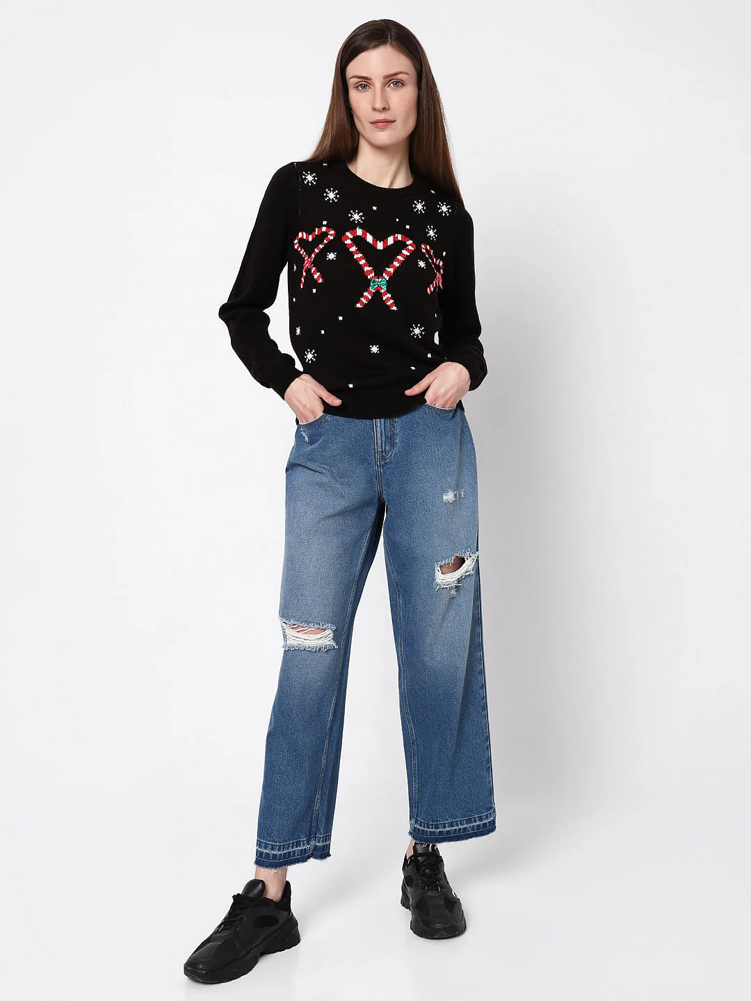 Black Candyheart Print Pullover - Image 5