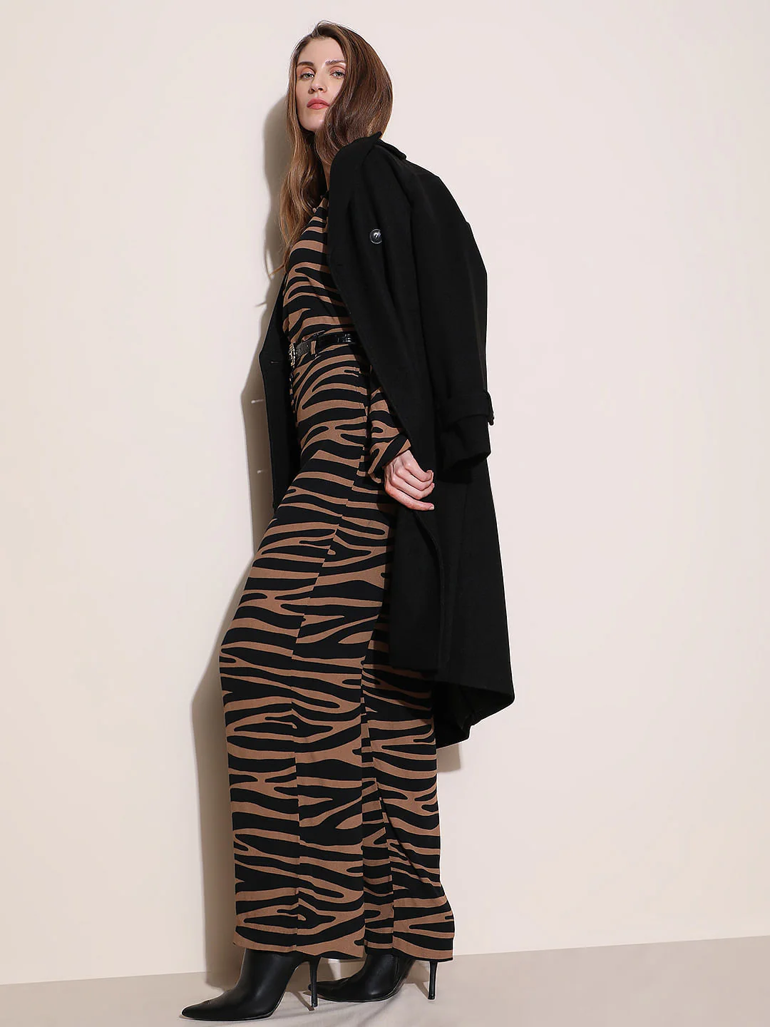 Brown High Rise Animal Print Pants