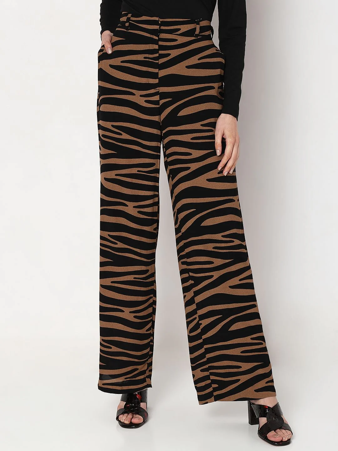 Brown High Rise Animal Print Pants - Image 2
