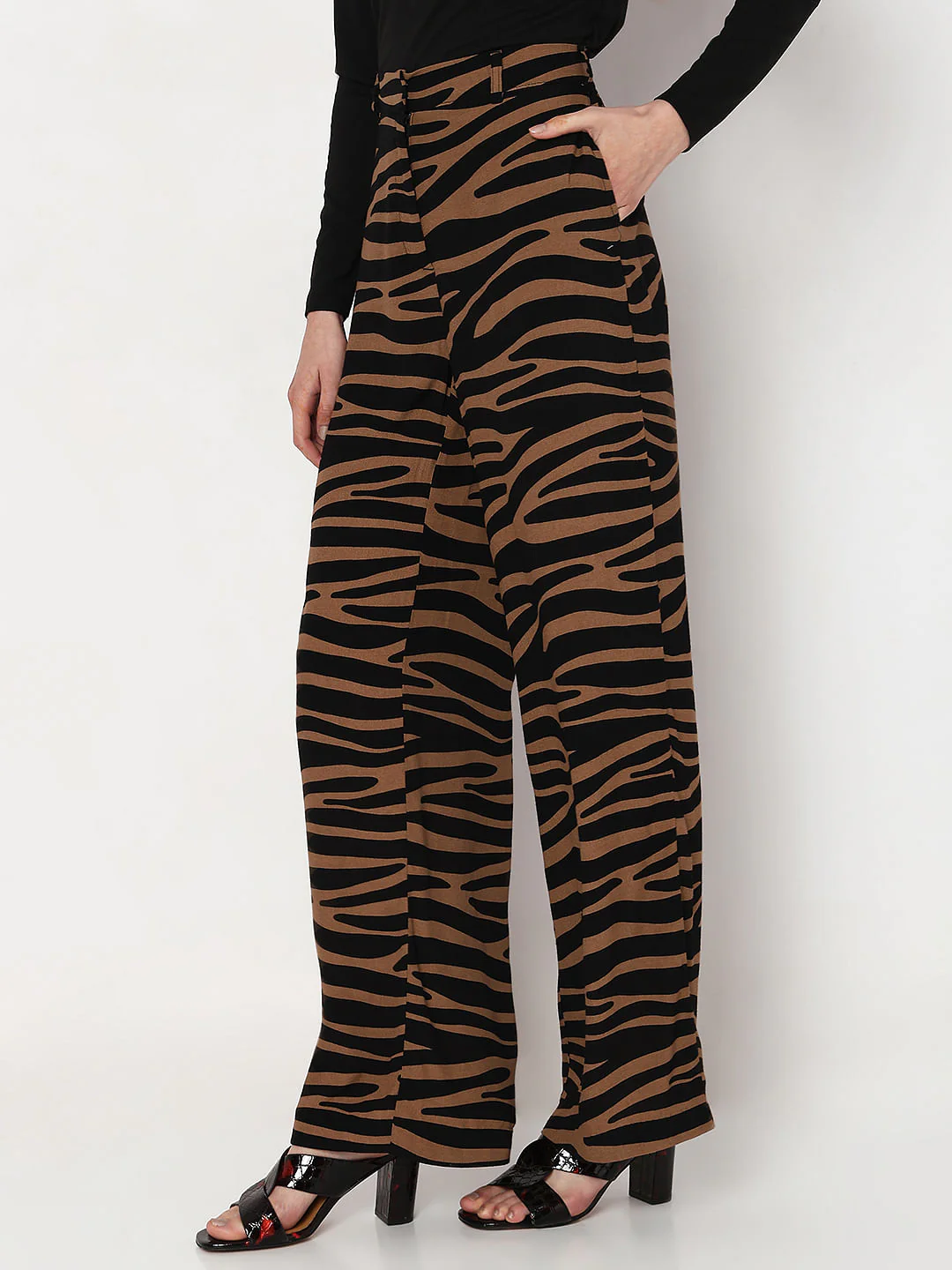 Brown High Rise Animal Print Pants - Image 3