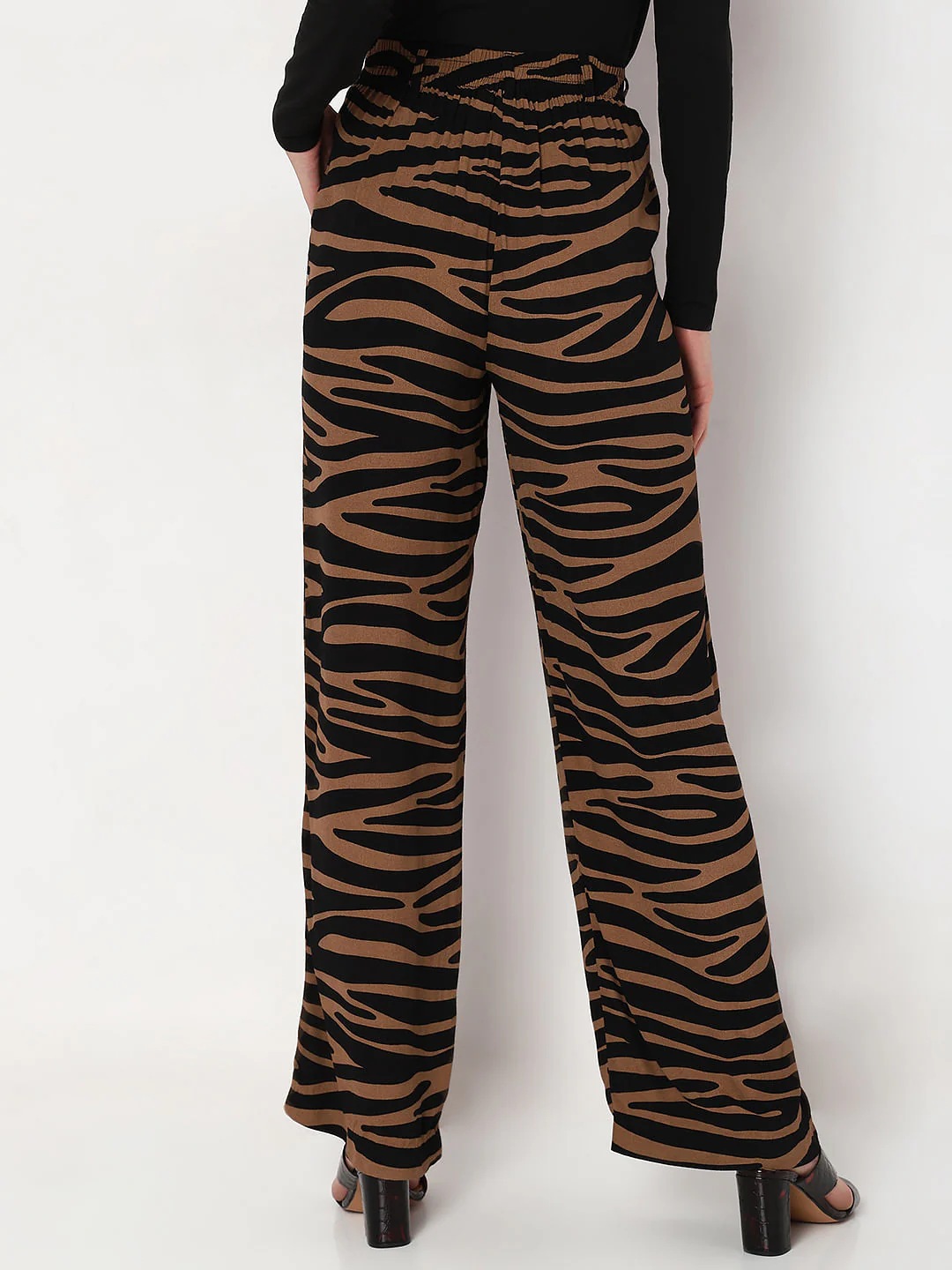 Brown High Rise Animal Print Pants - Image 4