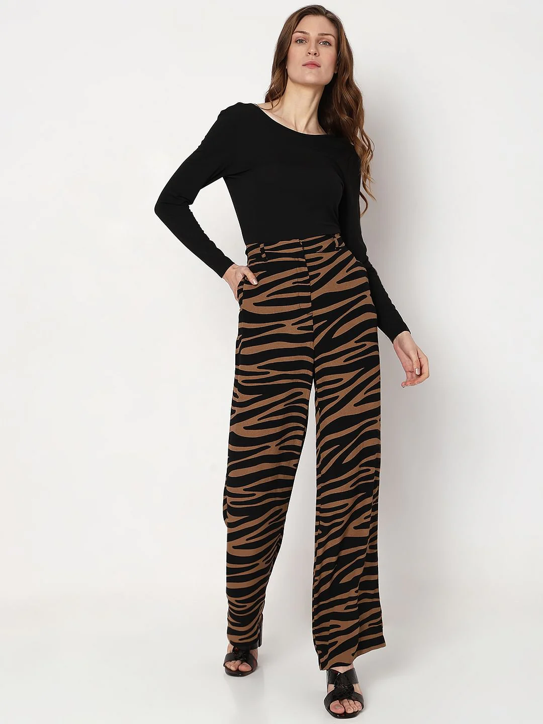 Brown High Rise Animal Print Pants - Image 5