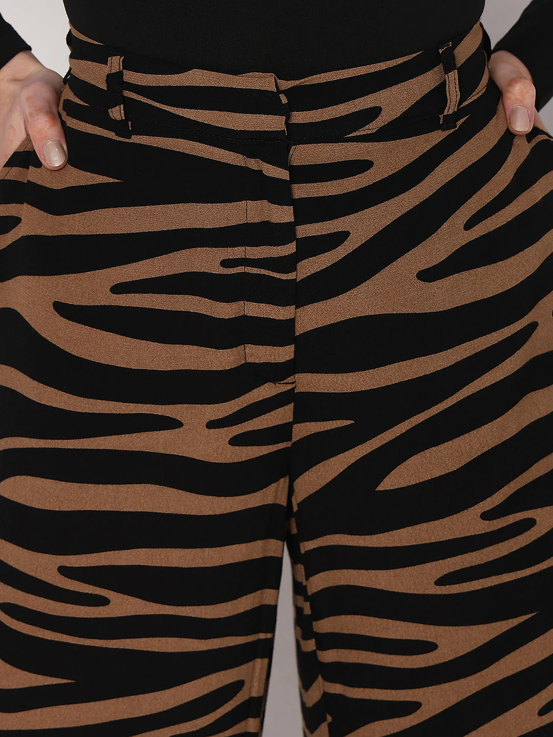 Brown High Rise Animal Print Pants - Image 6