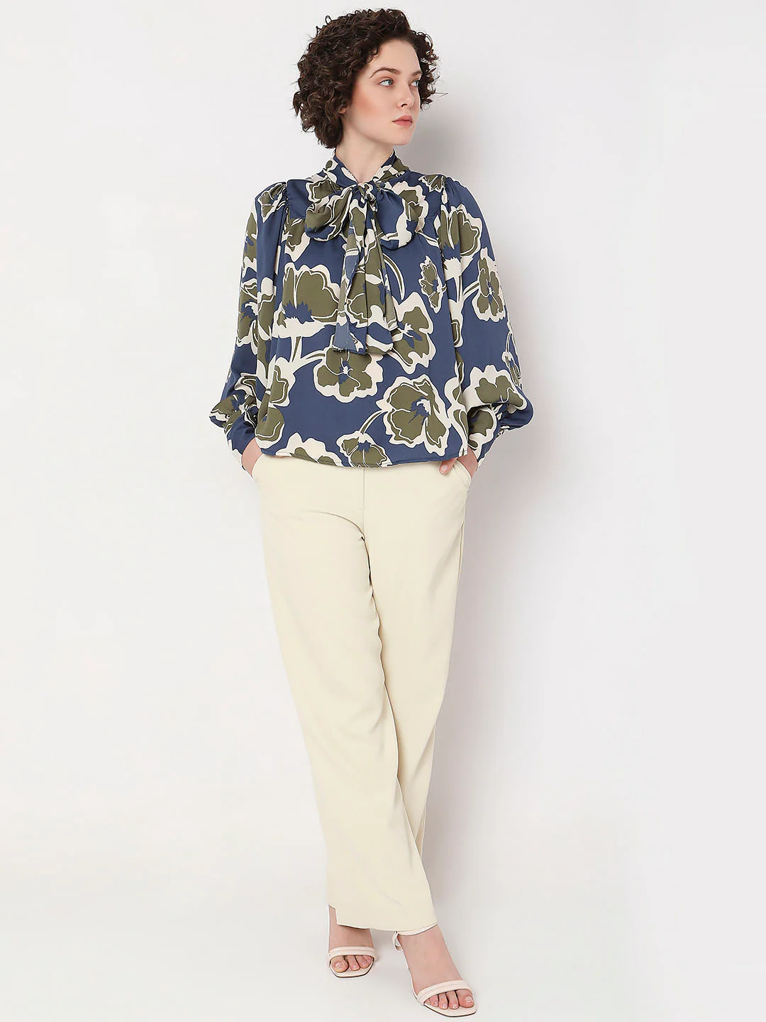 Dark Blue Floral Print Shirt - Image 5