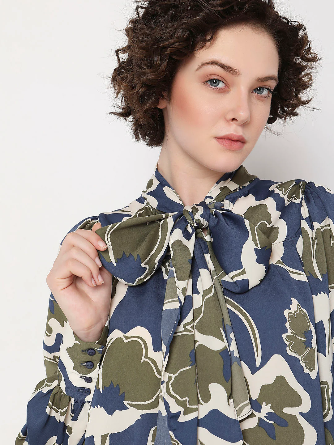 Dark Blue Floral Print Shirt - Image 6