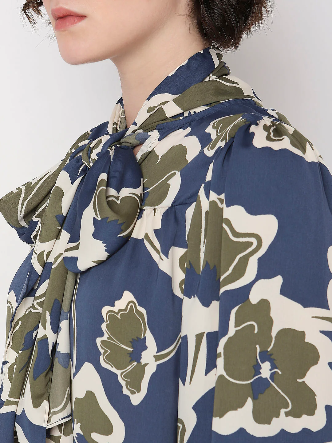 Dark Blue Floral Print Shirt - Image 8