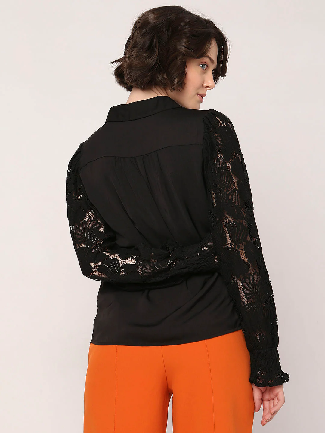 Black Lace Sleeves Shirt - Image 4