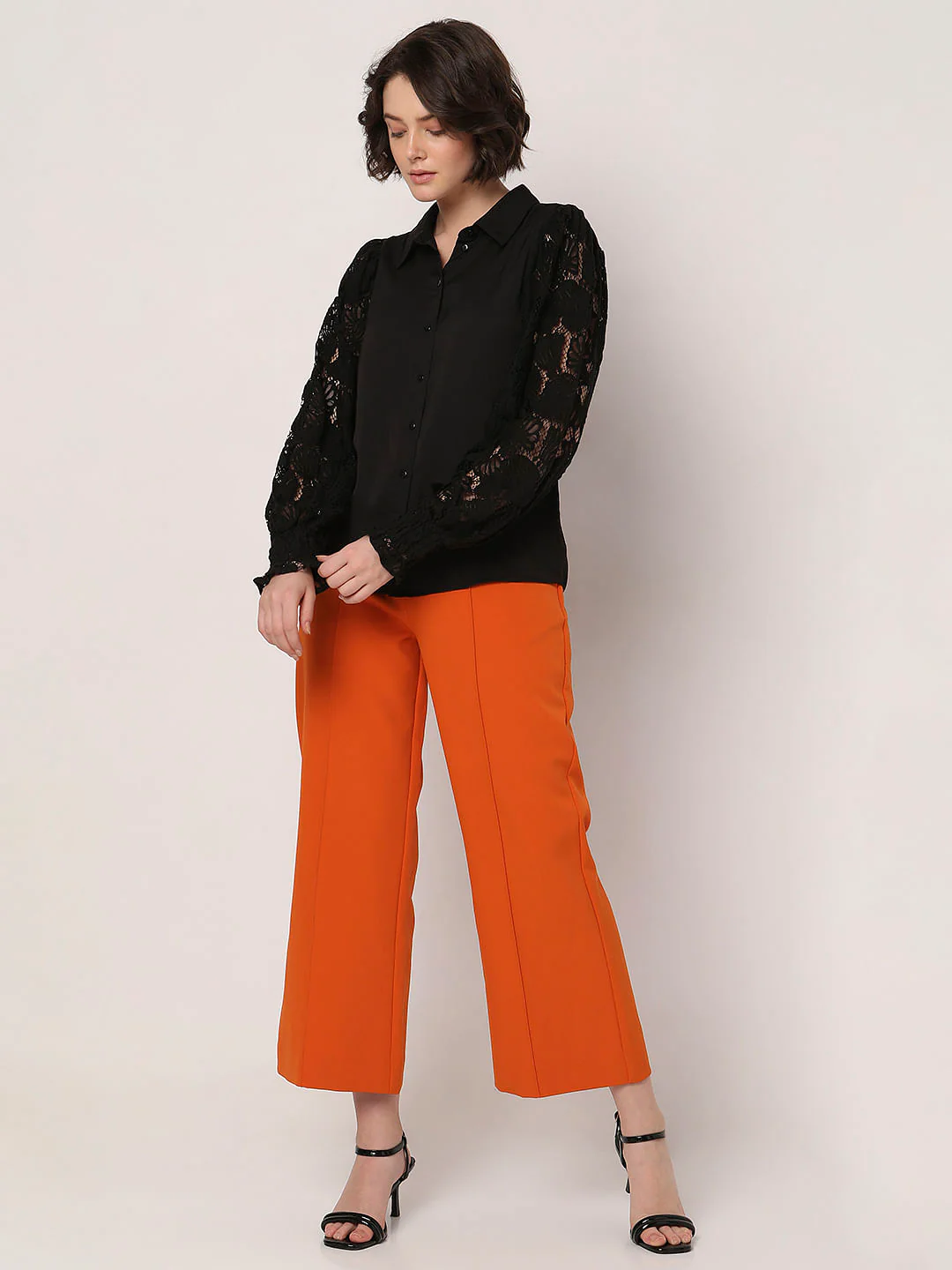 Black Lace Sleeves Shirt - Image 5