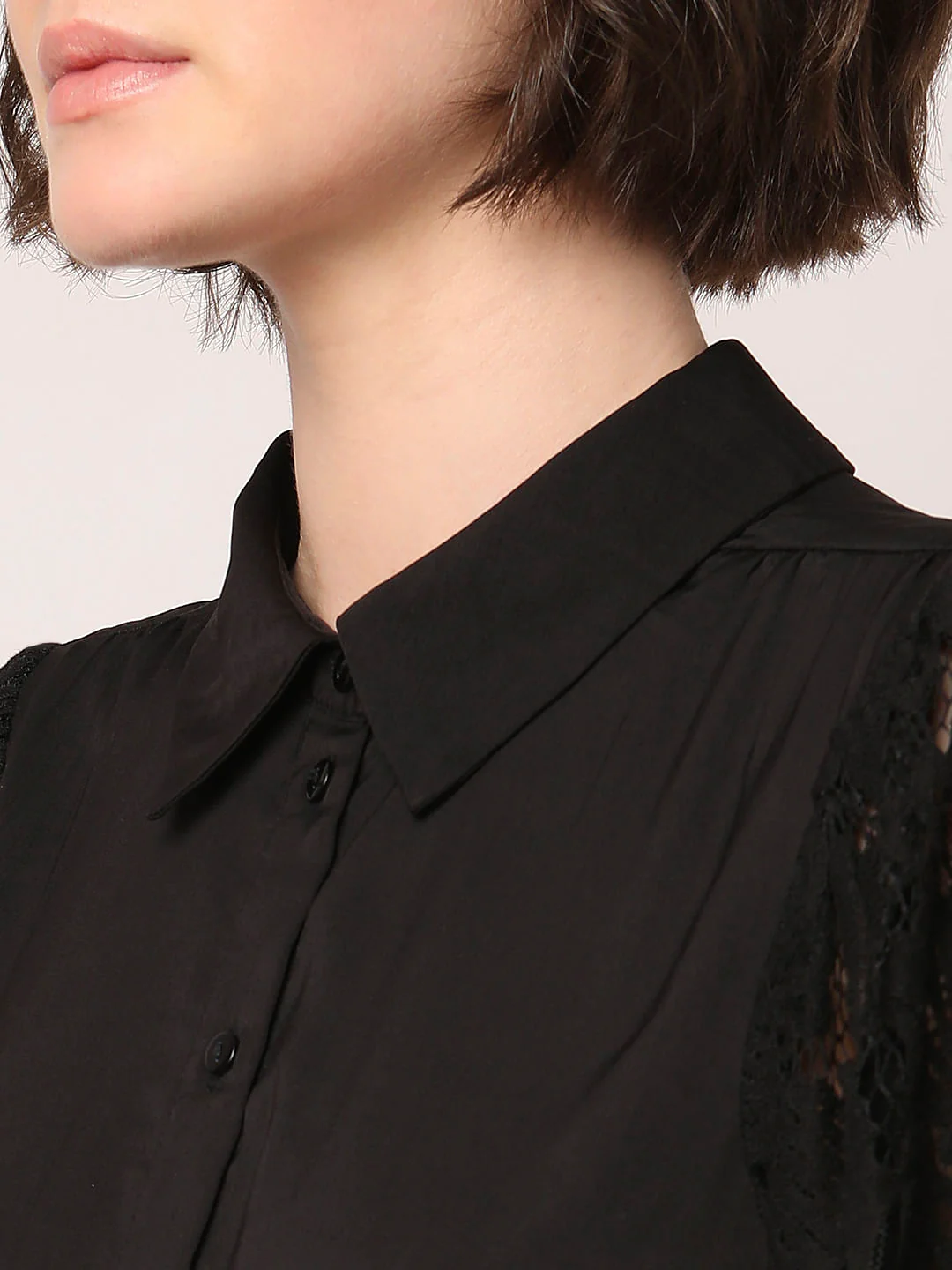 Black Lace Sleeves Shirt - Image 8