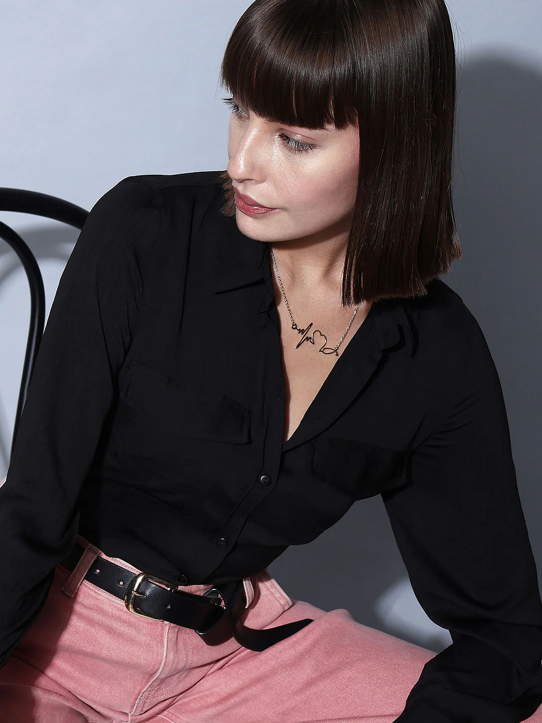 Black Plain Coloured Shirt