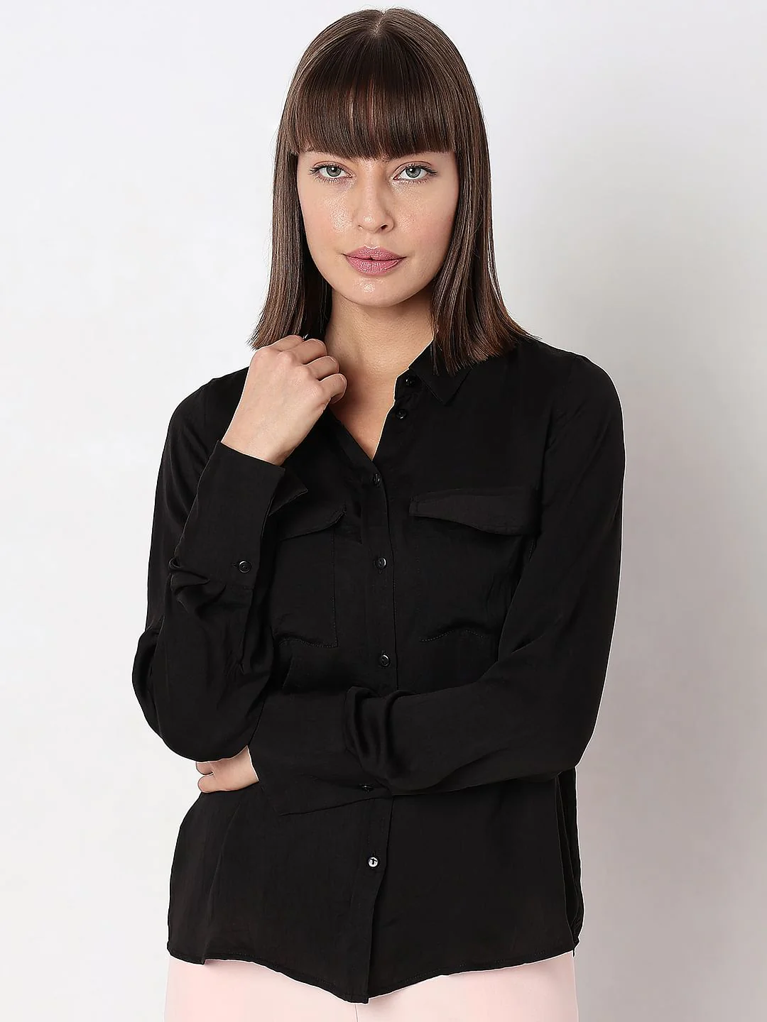 Black Plain Coloured Shirt - Image 2