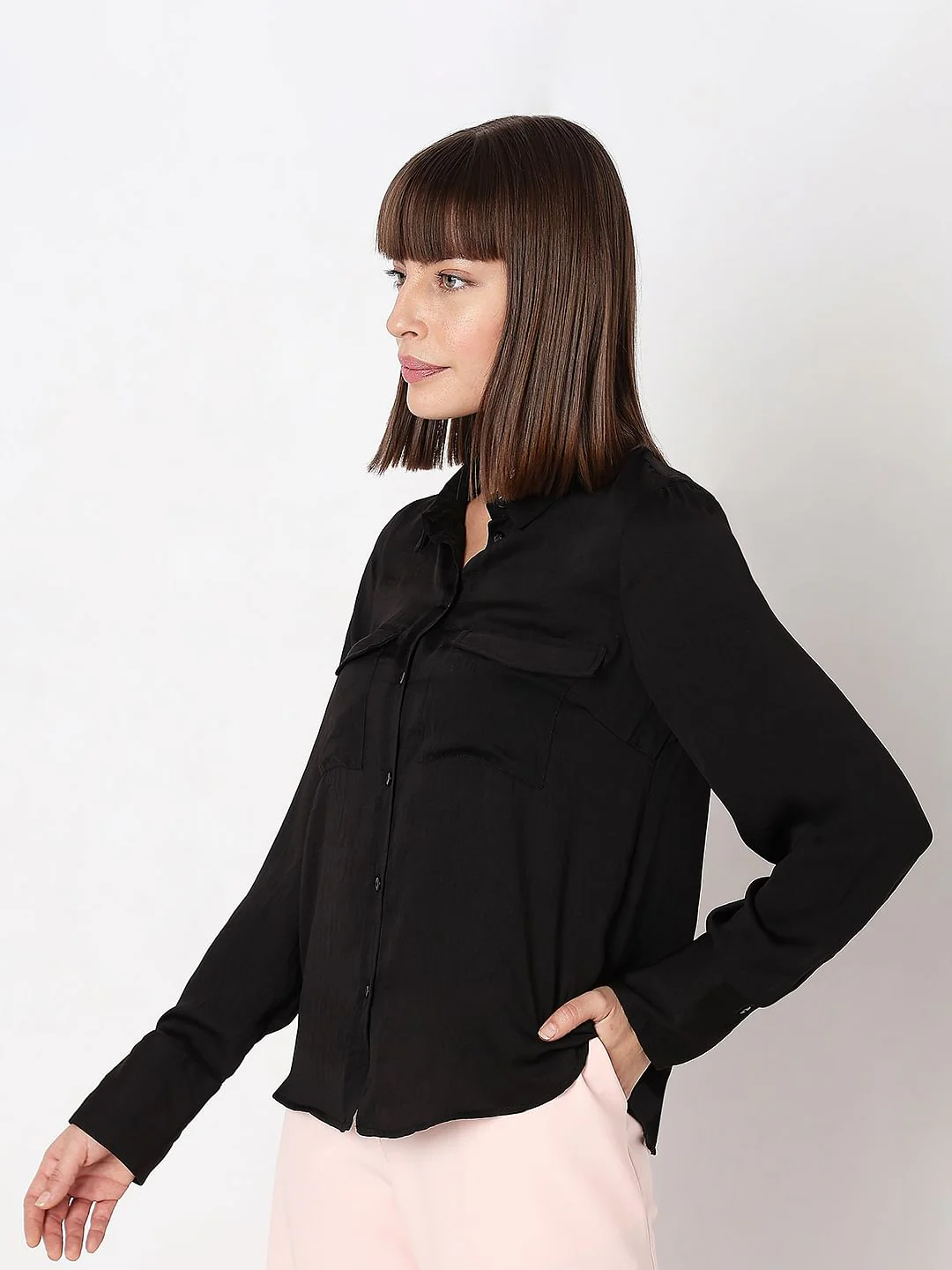 Black Plain Coloured Shirt - Image 3