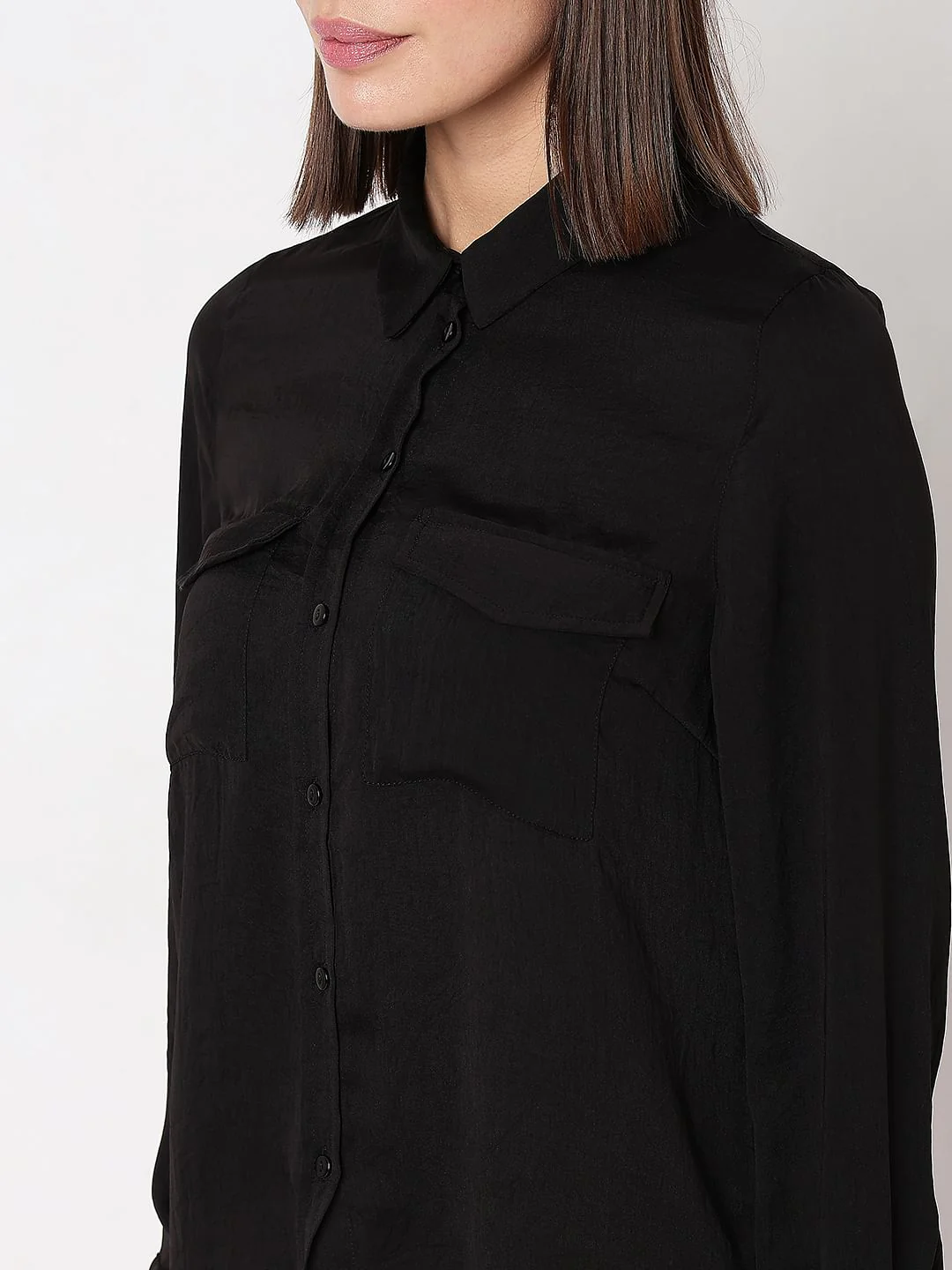 Black Plain Coloured Shirt - Image 8
