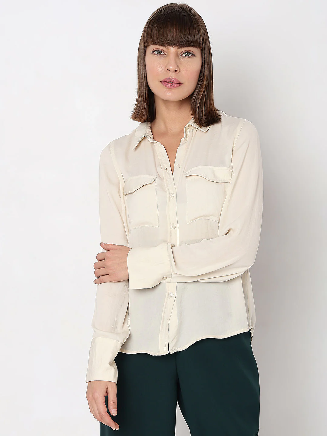 Beige Plain Coloured Shirt - Image 2