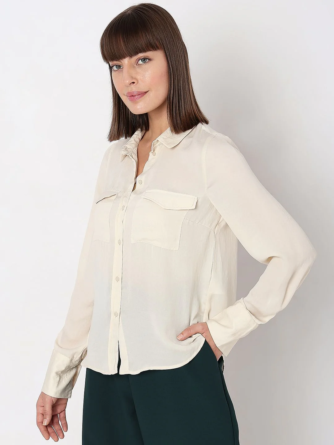 Beige Plain Coloured Shirt - Image 3