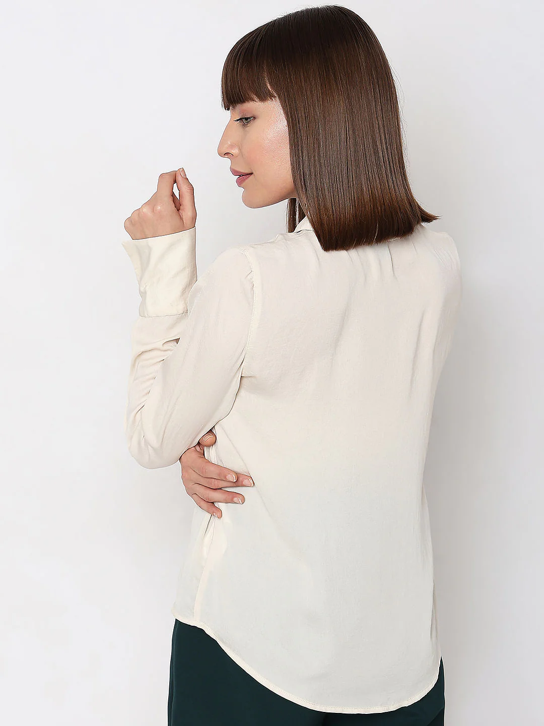 Beige Plain Coloured Shirt - Image 4