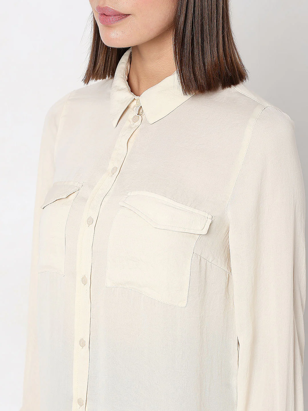 Beige Plain Coloured Shirt - Image 8