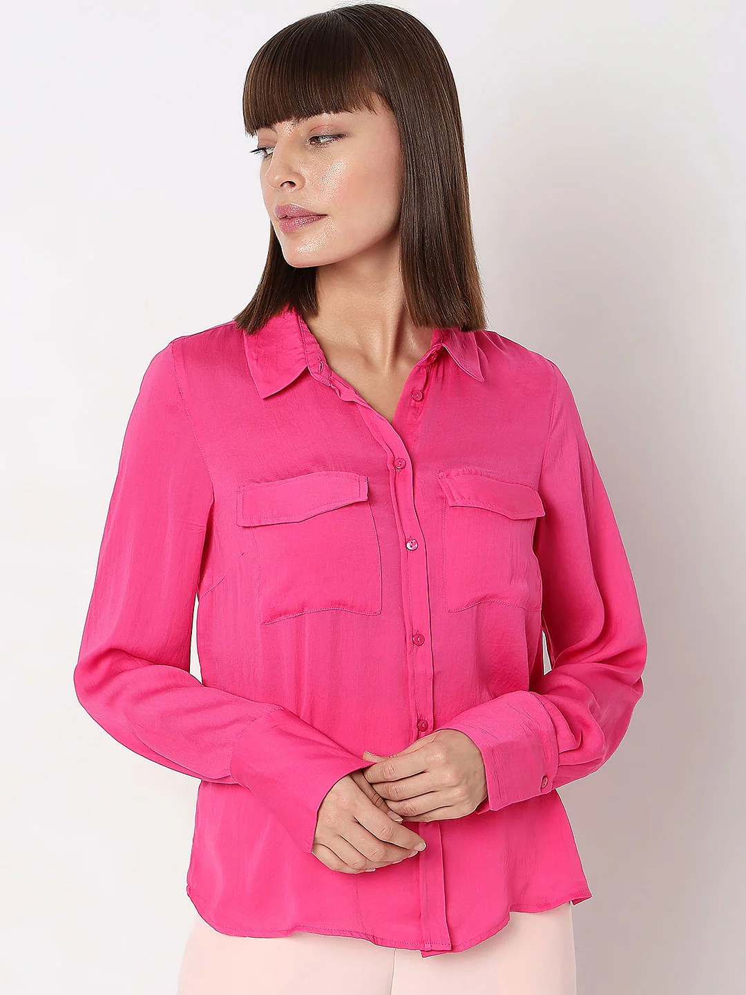 Pink Plain Coloured Shirt - Image 2