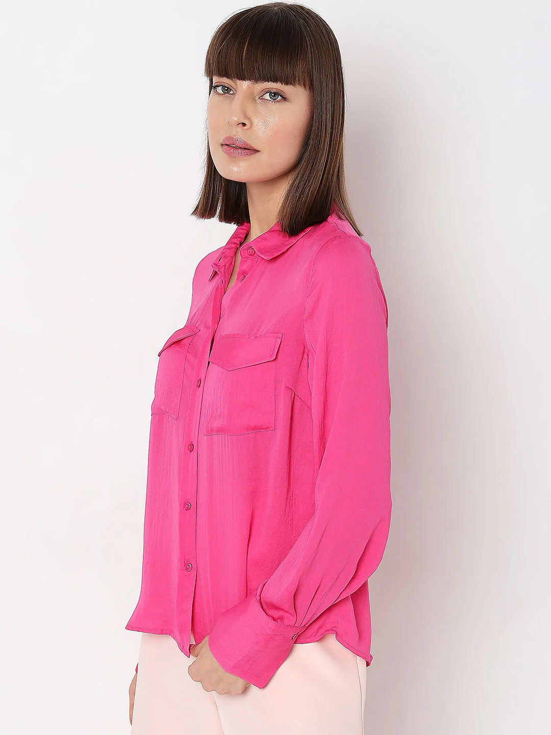 Pink Plain Coloured Shirt - Image 3