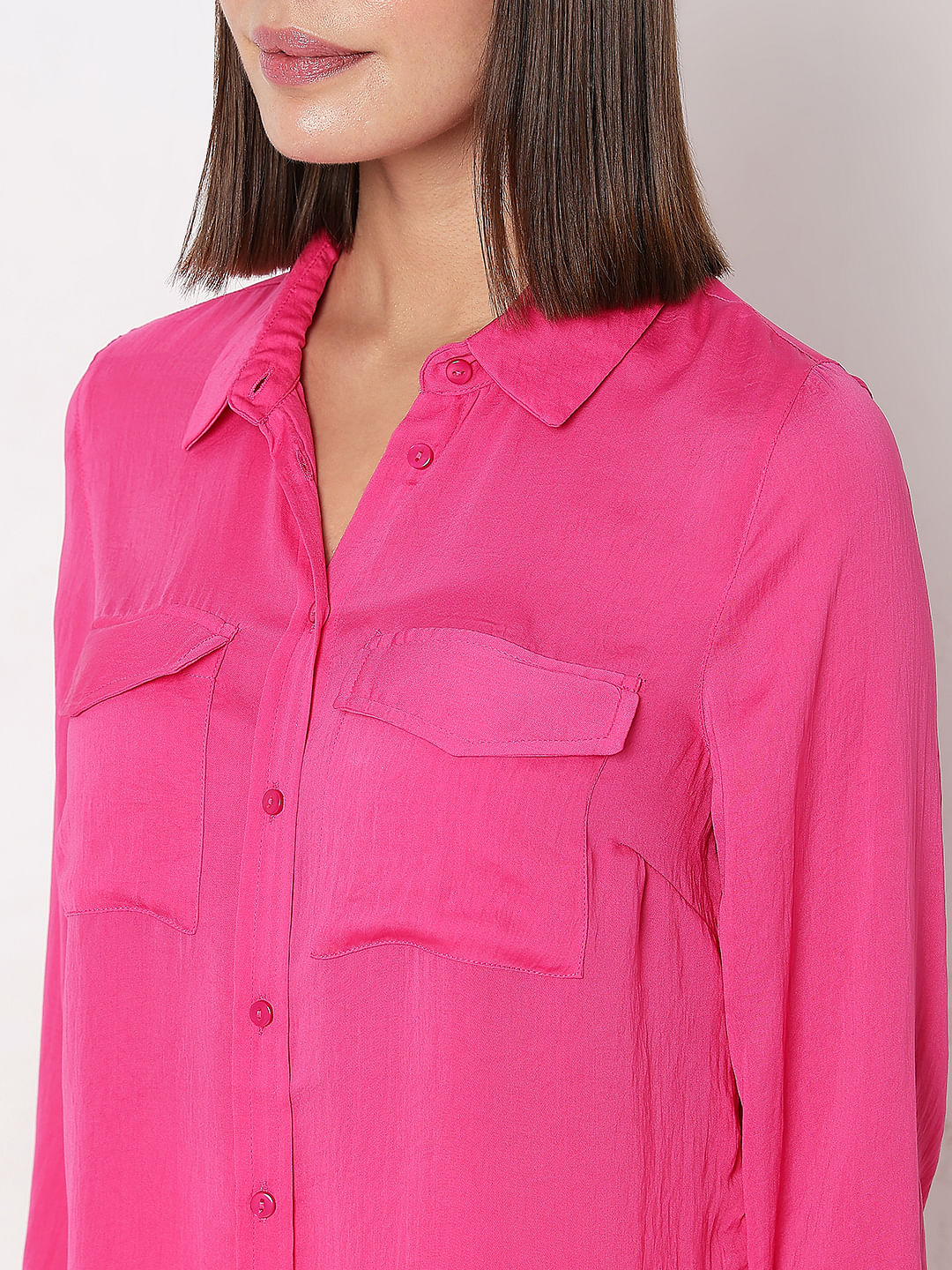 Pink Plain Coloured Shirt - Image 8