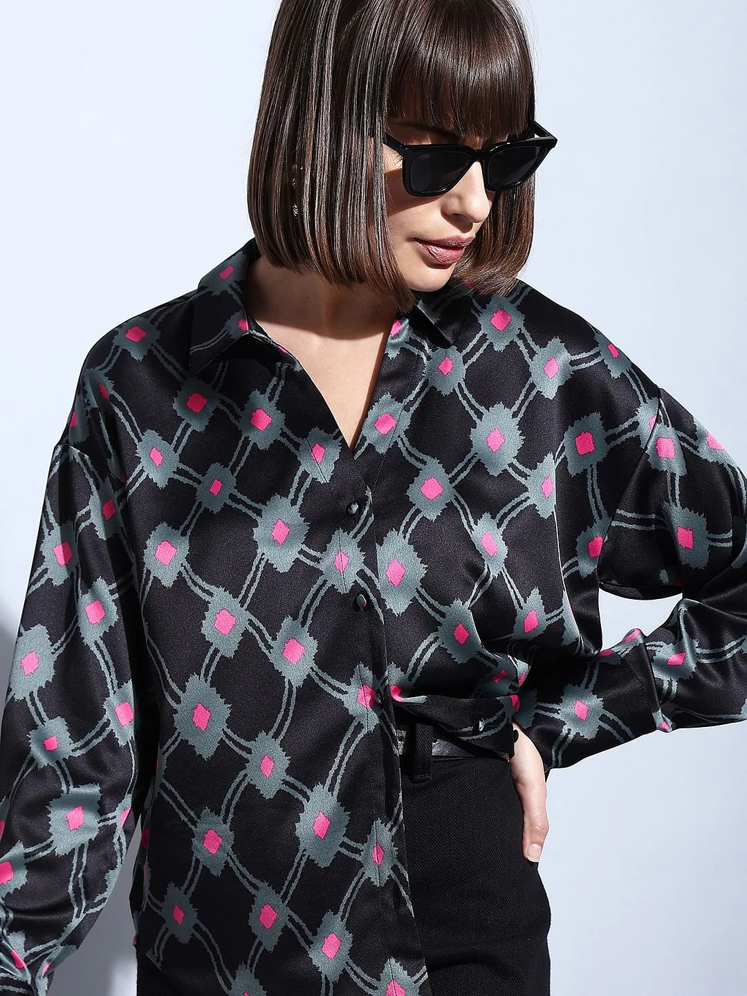 Black Abstract Print Shirt