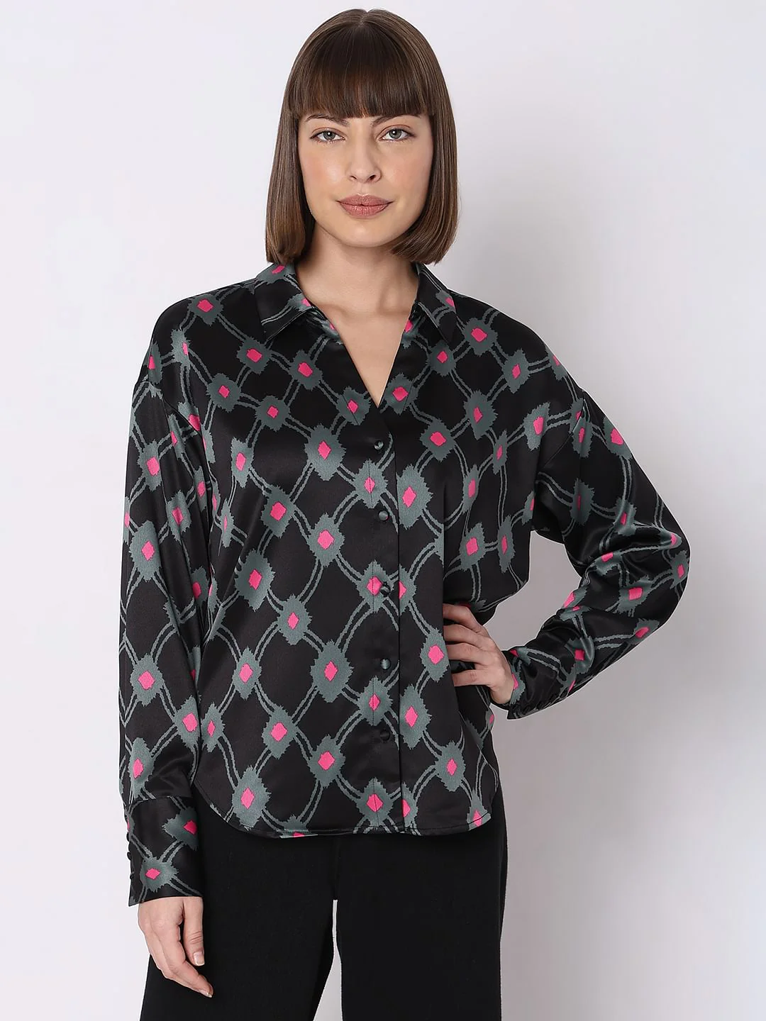 Black Abstract Print Shirt - Image 2