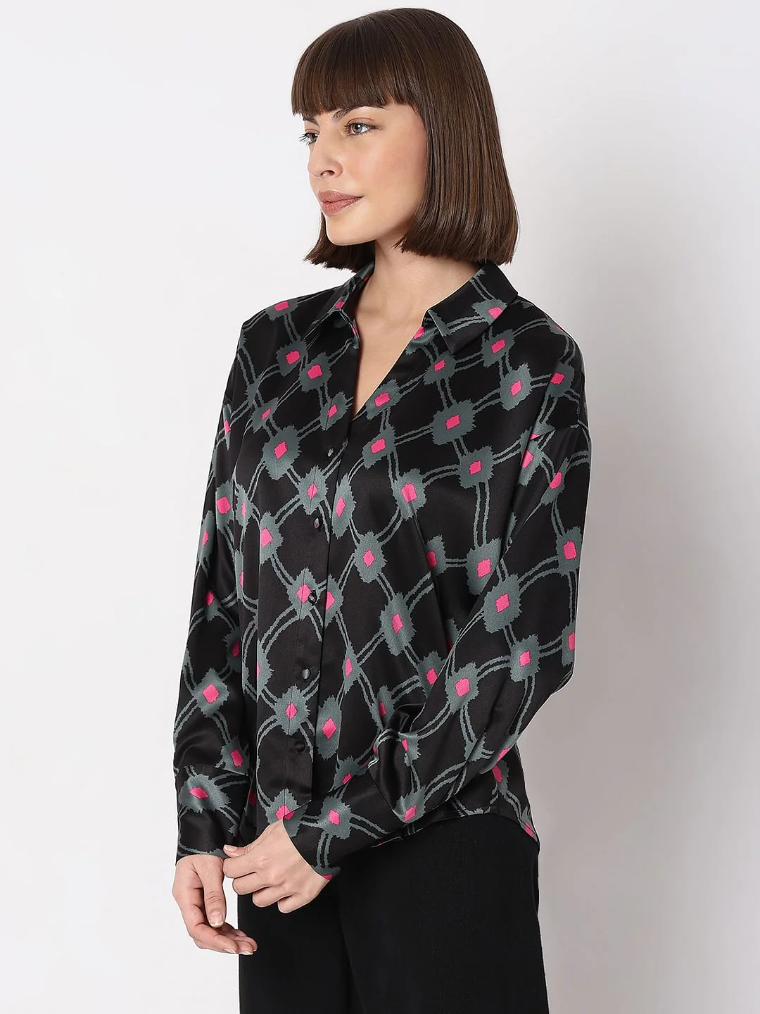Black Abstract Print Shirt - Image 3