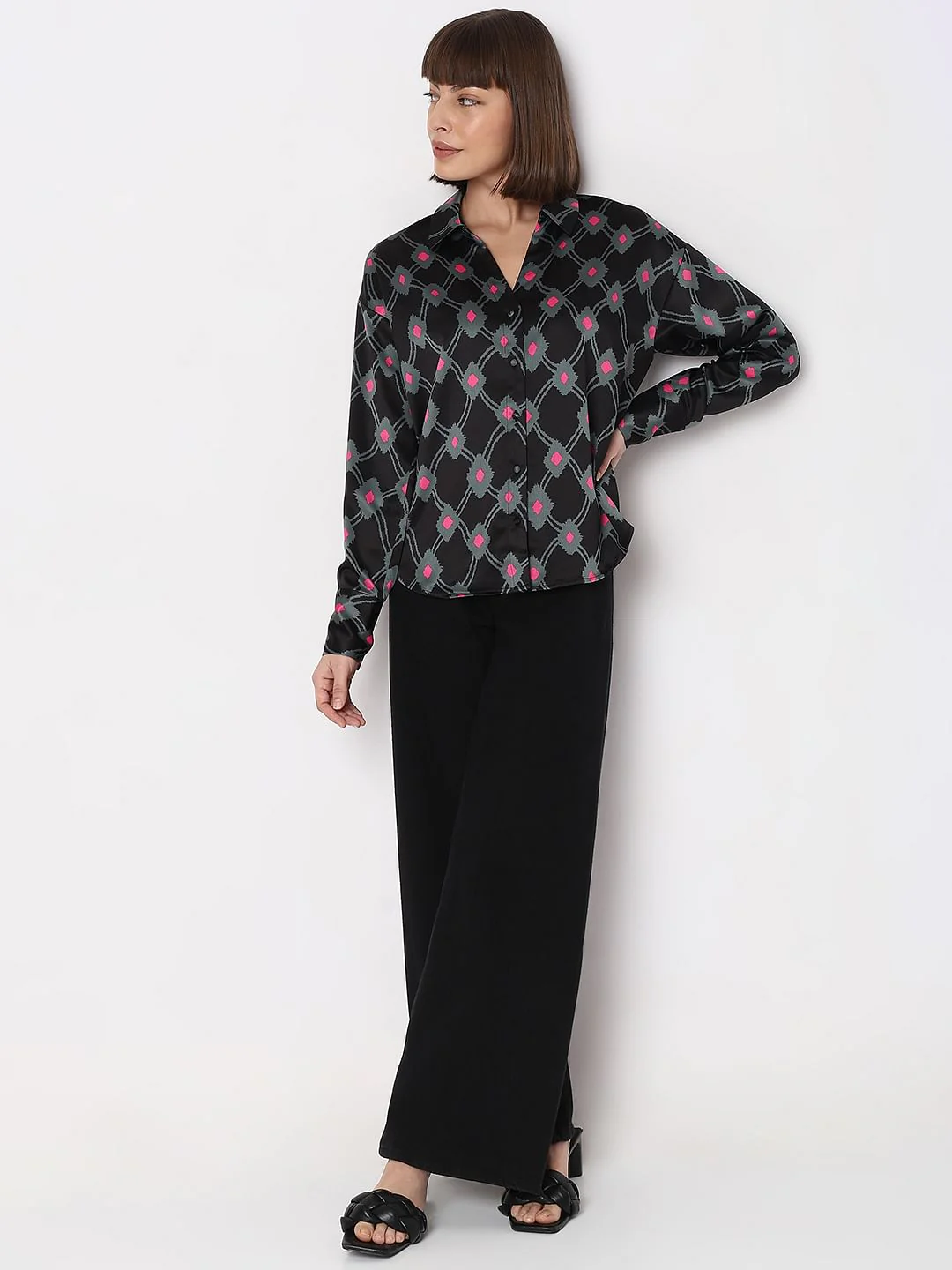 Black Abstract Print Shirt - Image 5