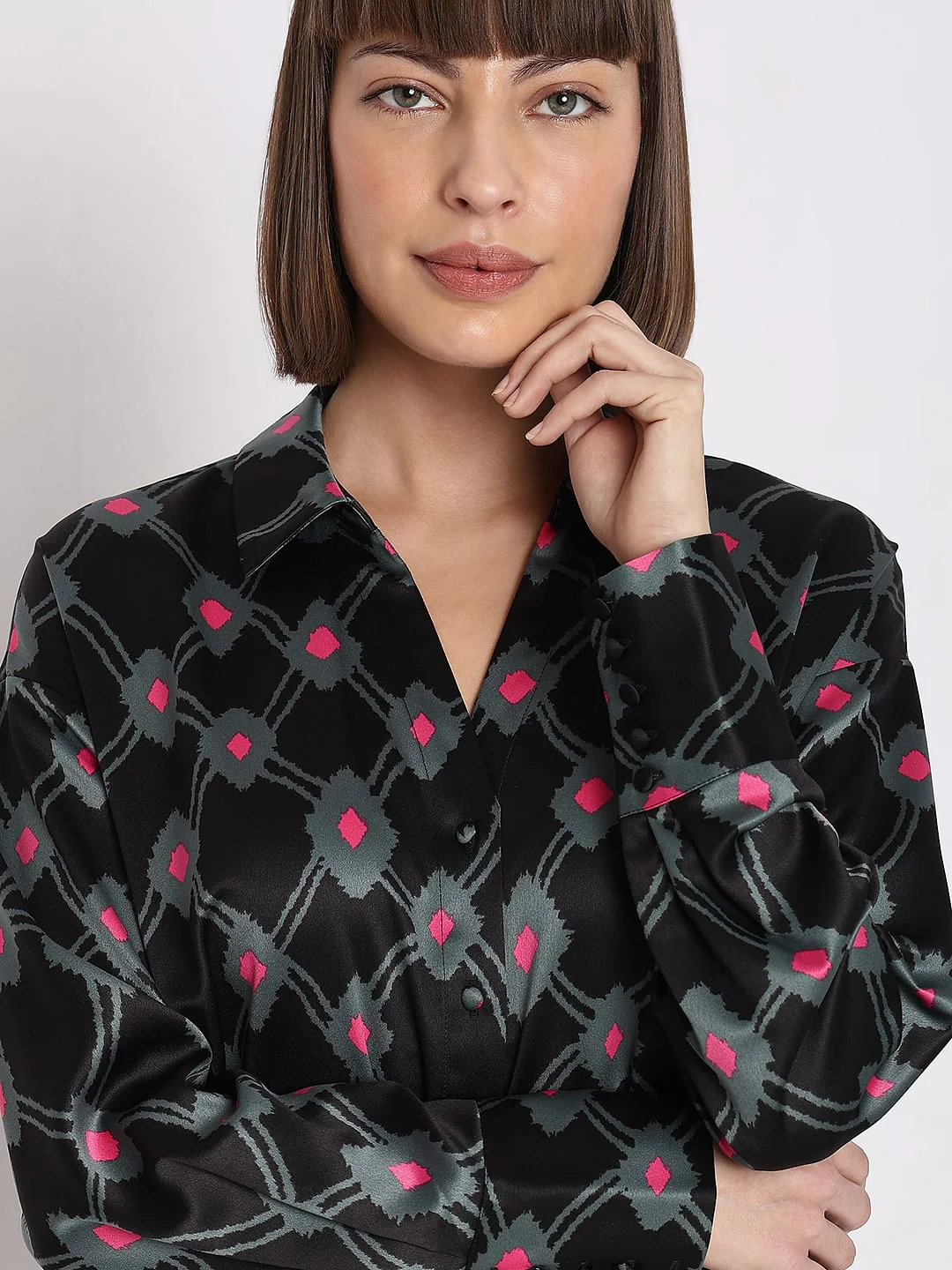 Black Abstract Print Shirt - Image 6